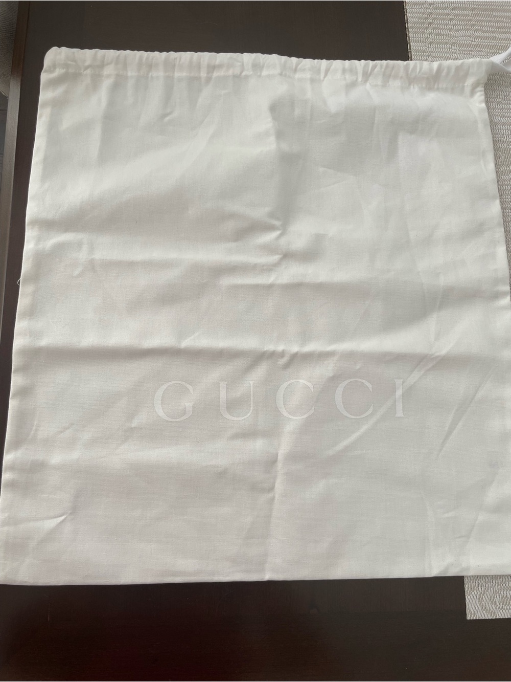 Gucci White Drawstring Dust Bag - Large size 18” X 19”$